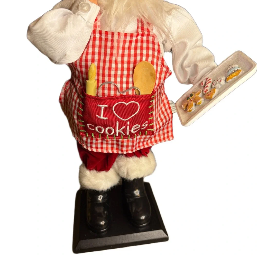 Chef Santa Claus‎ Gingham Apron I Love Cookies Christmas Decor 17